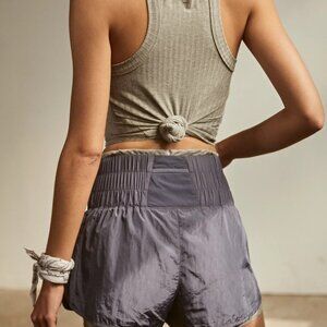 Free People Movement the Way Home Shorts Deep Metallic Gray Sz Large